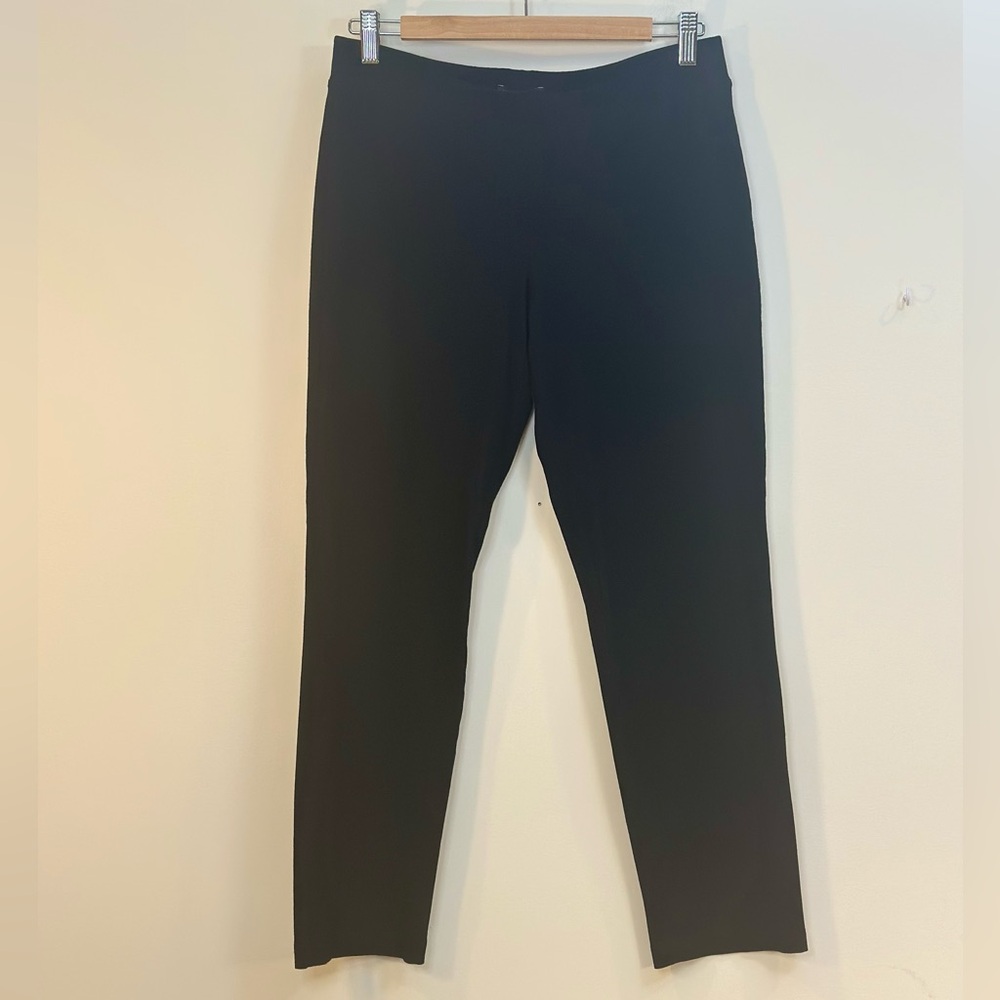 Eileen Fisher Pants Black S Mid Rise Pull On Straight Leg Elastic Waist Stretch